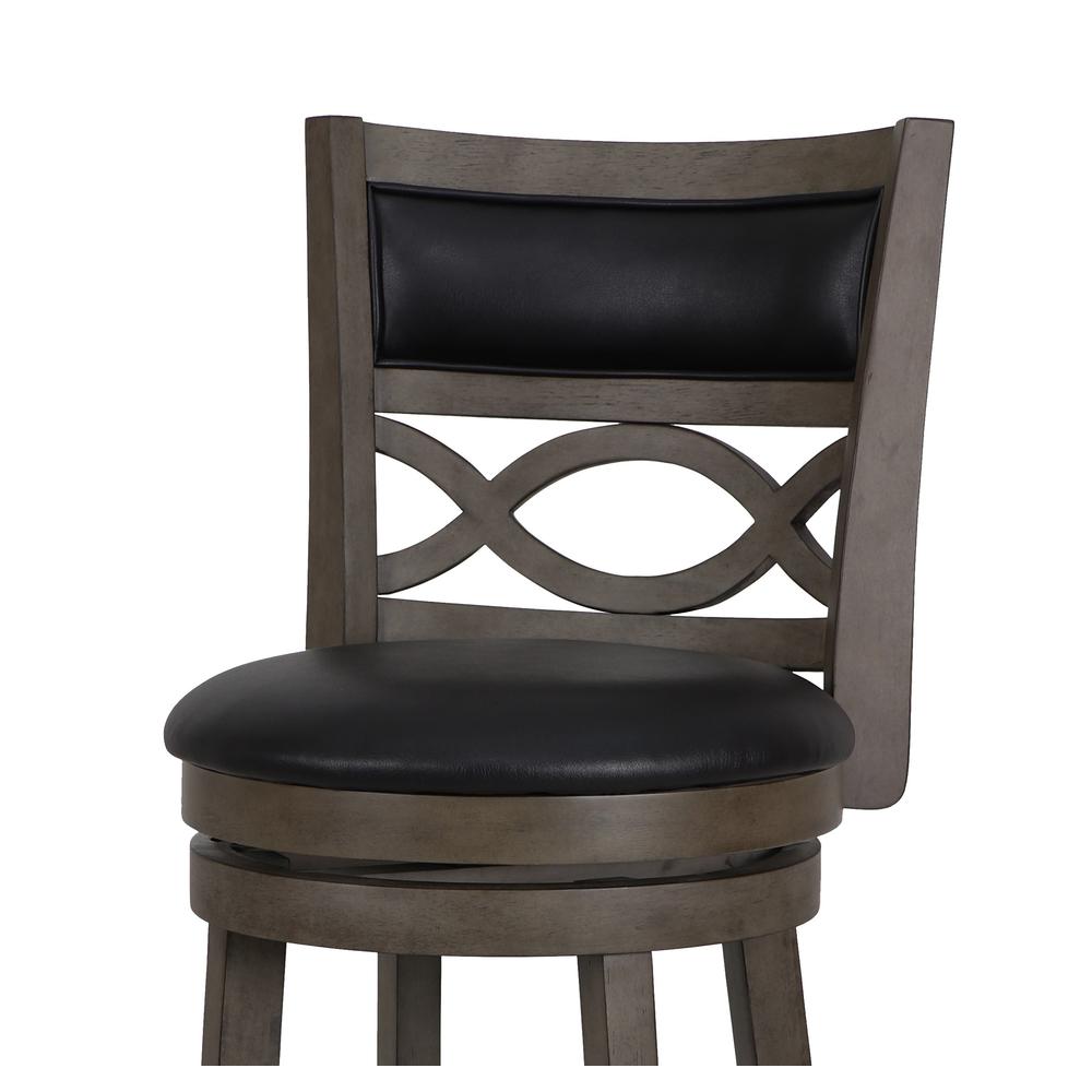 Manchester 29" Wood Bar Stool with Black PU Seat in Ant Gray. Picture 4