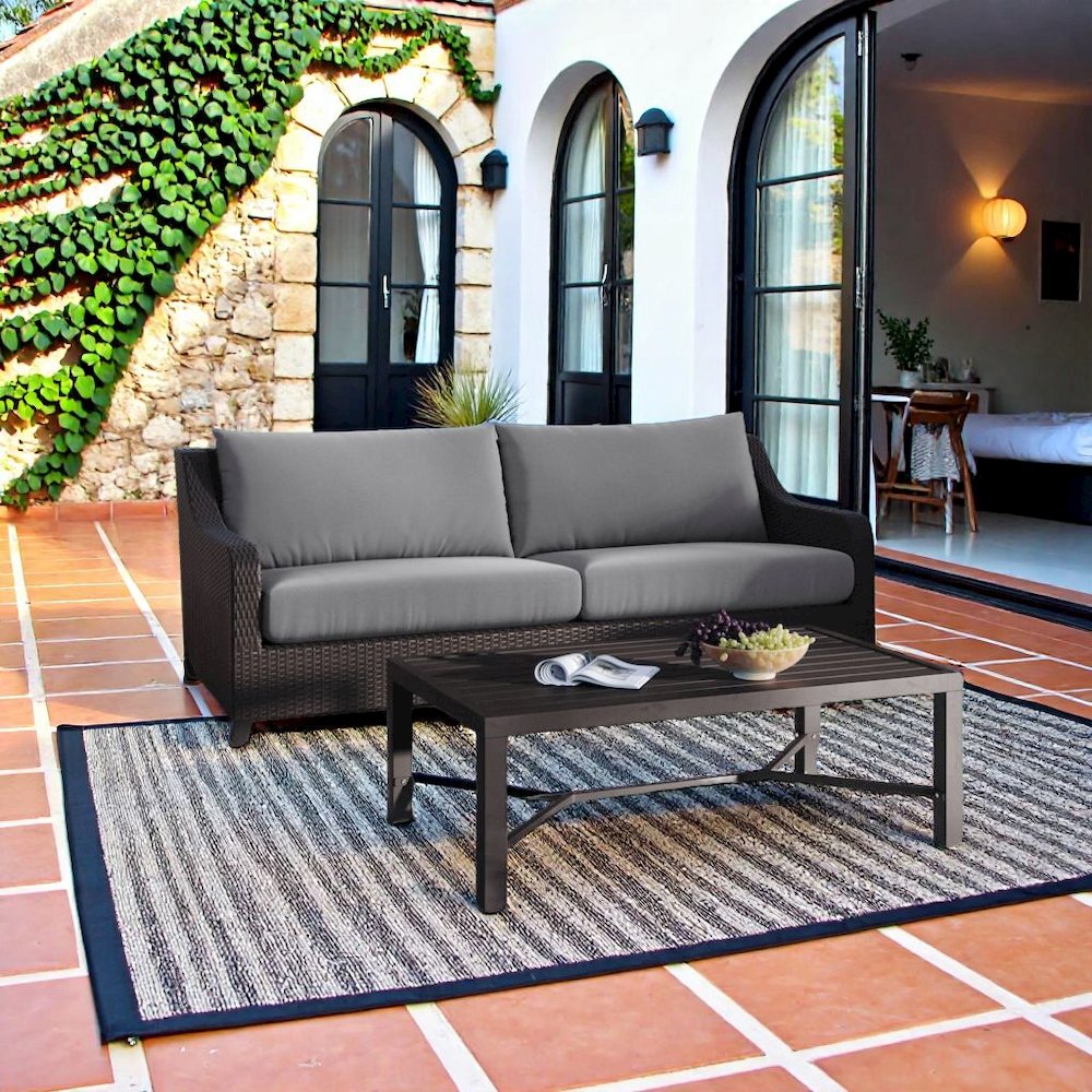 Wicker Patio Furniture Set of Outdoor Loveseat and Coffee Table, Set of 2. Picture 2