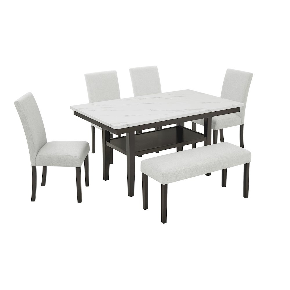 Carissa 6-Piece Wood Rectangle Dining Set in Stone. Picture 1
