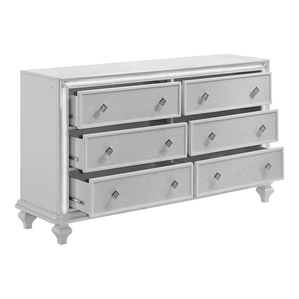 Stardust Wood 6-Drawer Dresser, White. Picture 4