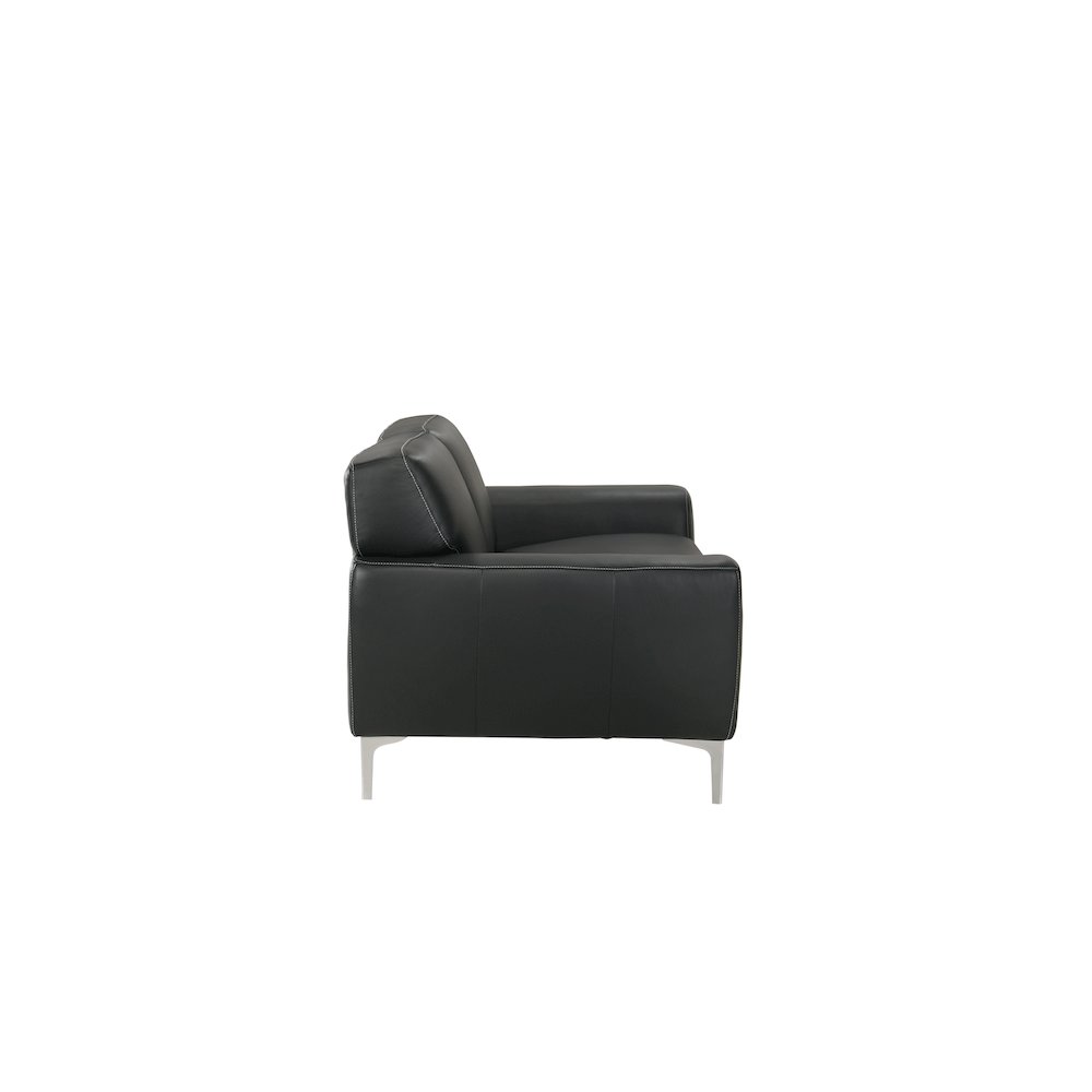Furniture Carrara Top Grain Italian Leather Loveseat in Black. Picture 3