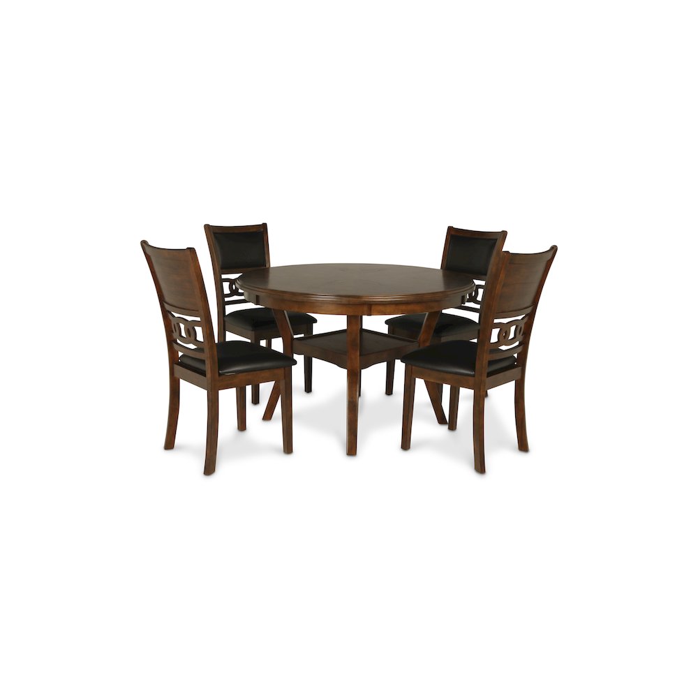 Gia 5-Piece 47" Wood Round Dining Set, Brown. Picture 3