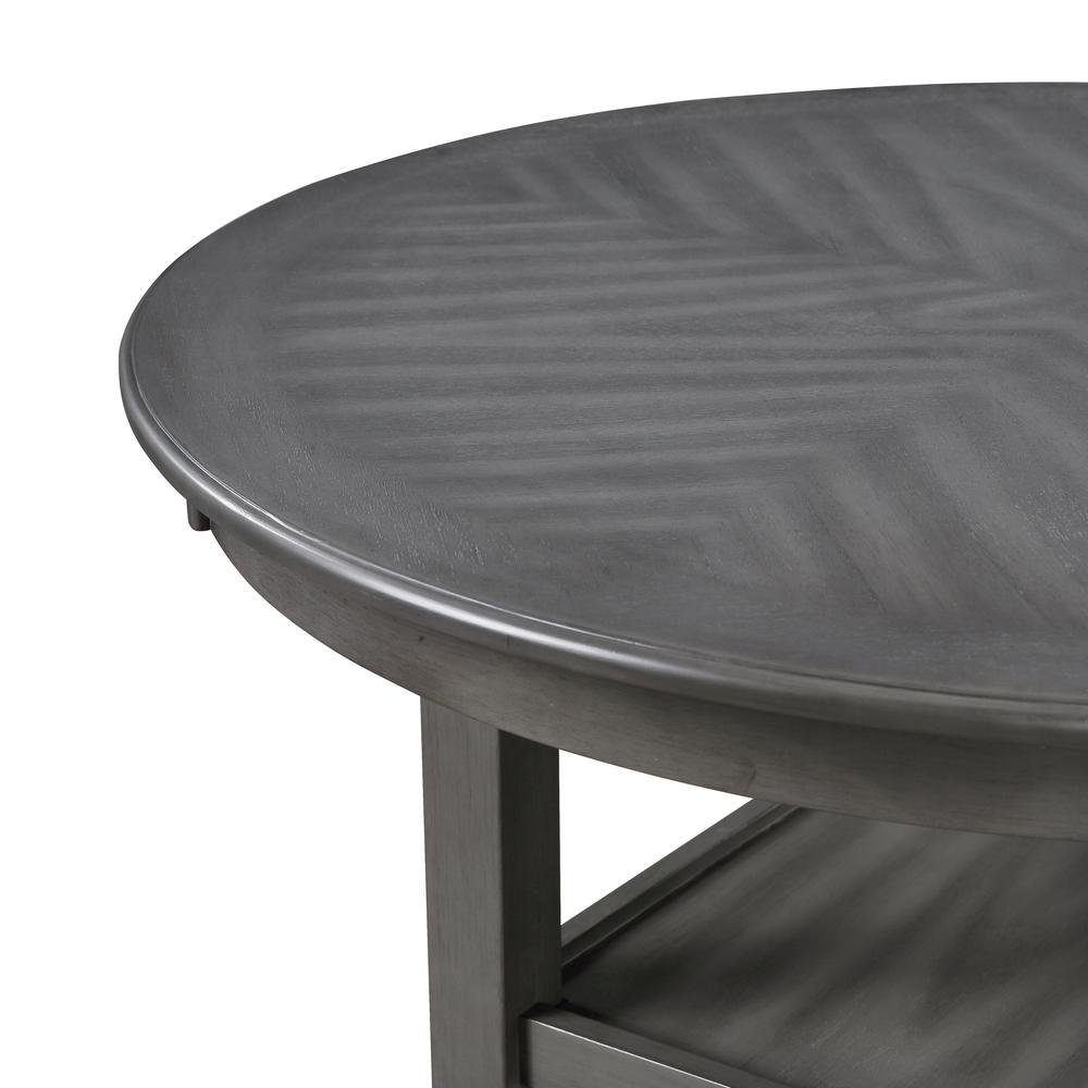 Amy 5-Piece Wood Round Counter Set with 4 Chairs in Gray. Picture 7