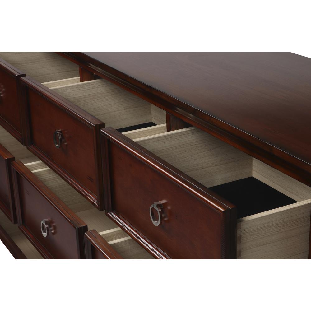 Furniture Tamarack Solid Wood 8-Drawer Dresser in Brown Cherry. Picture 5