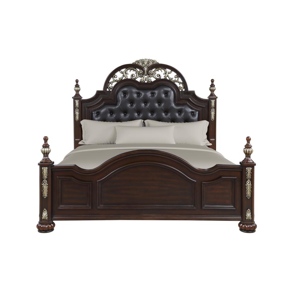 Maximus 4-PC Cal King Wood Bedroom Set  Nightstand - Madeira Brown. Picture 3