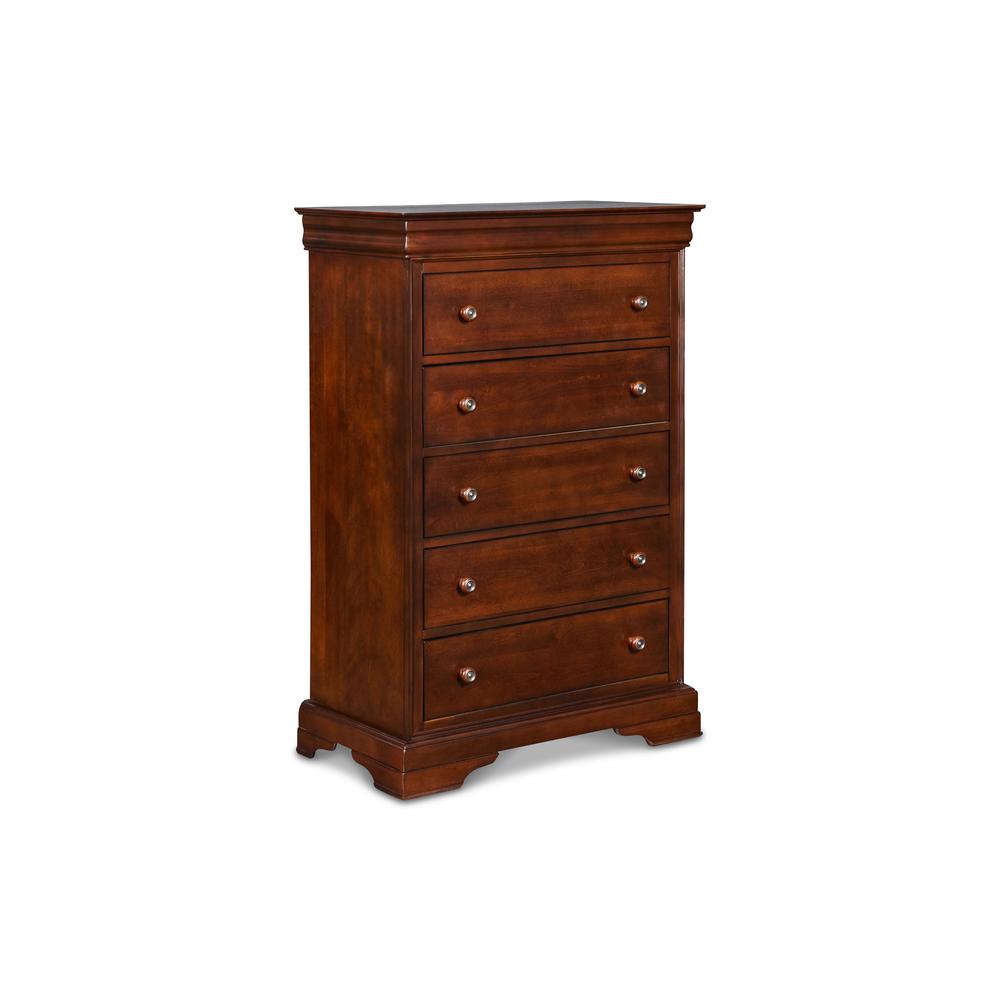 Versailles 4-Piece Wood Queen Bedroom Set with Chest in Cherry. Picture 5