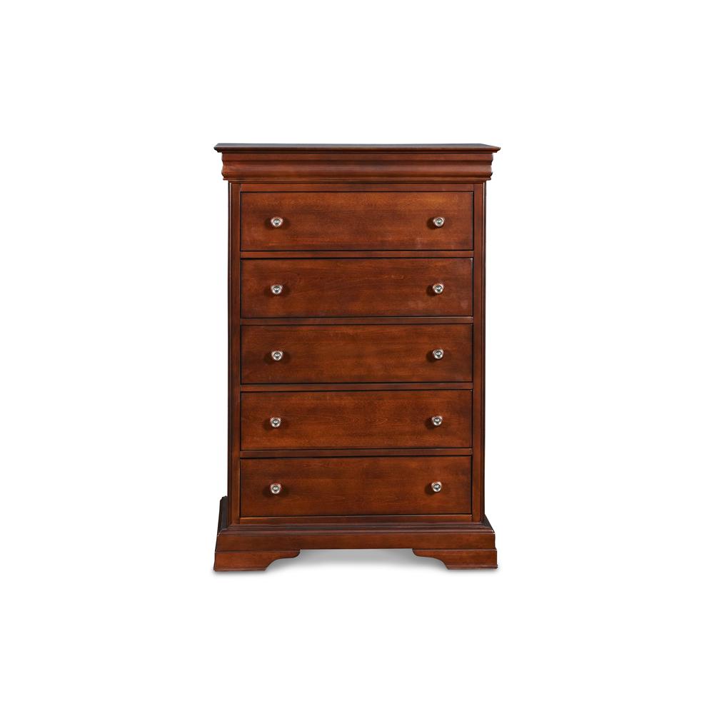 Versailles 4-Piece Wood Queen Bedroom Set with Chest in Cherry. Picture 6