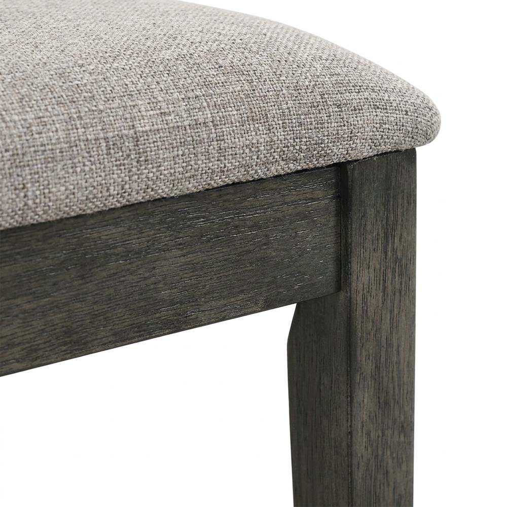 Solid Wood and Fabric-Upholstered Rustic Side Chair, Rustic Brown, Set of 2. Picture 6