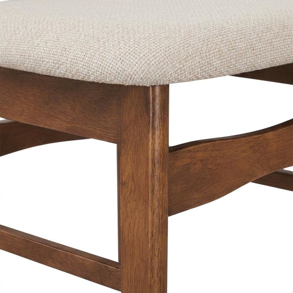 Mid-Century Modern Wood Dining Chair with Cushioned Seat, Beige, Set of 2. Picture 6