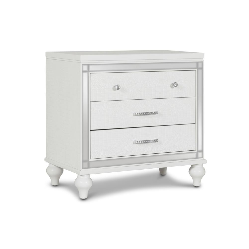 Valentine 4-Piece Wood Queen Bedroom Set with Nightstand in White. Picture 6