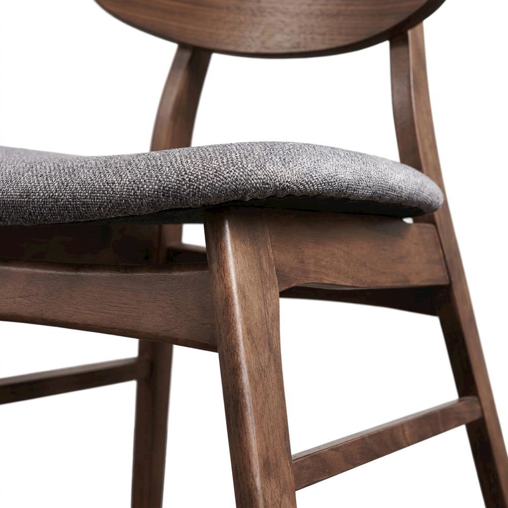 Solid Wood Upholstered Dining Chairs, Dark Gray, Set of 4. Picture 6