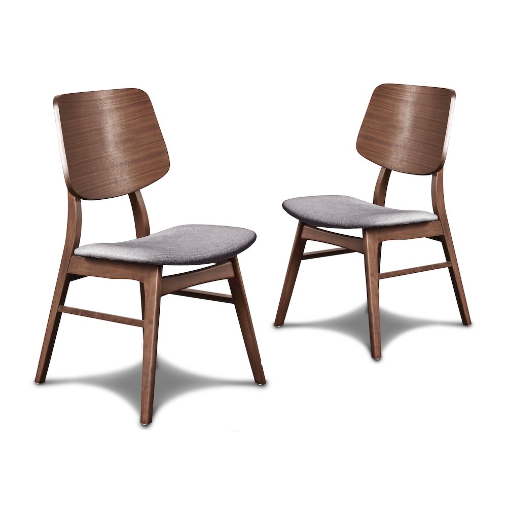 Oscar Wood Dining Chair in Walnut/Dark Gray (Set of 6). Picture 1