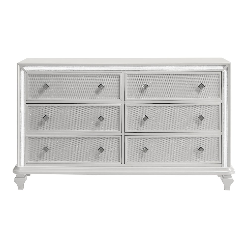 Stardust Wood 6-Drawer Dresser, White. Picture 3