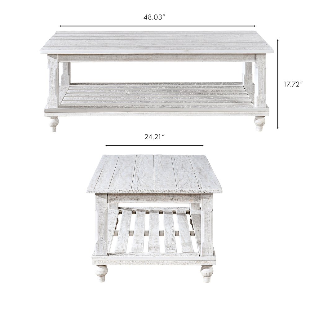 Cade 3-Piece Wood Occasional Table Set in White. Picture 11