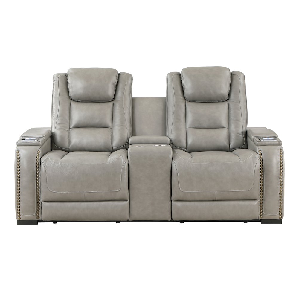Breckenridge Console Loveseat W/ Pwr Fr & Hr-Lt Gray. Picture 2