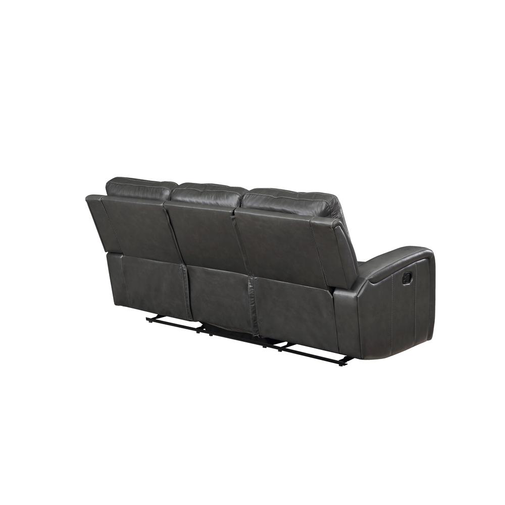 Linton Leather Sofa W/Dual Recliner-Gray. Picture 6