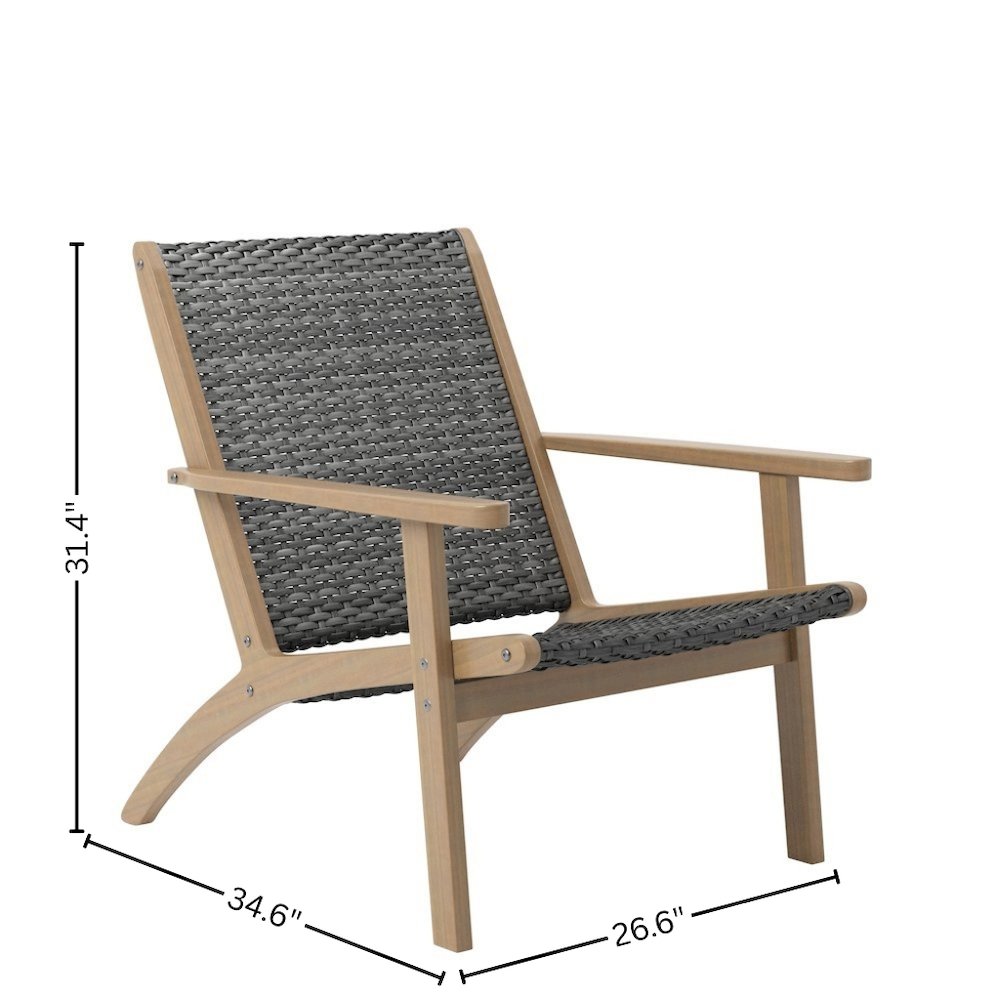 Gray Patio Table and Chairs Set of 3-Pieces, Wooden Outdoor Furniture Set. Picture 14