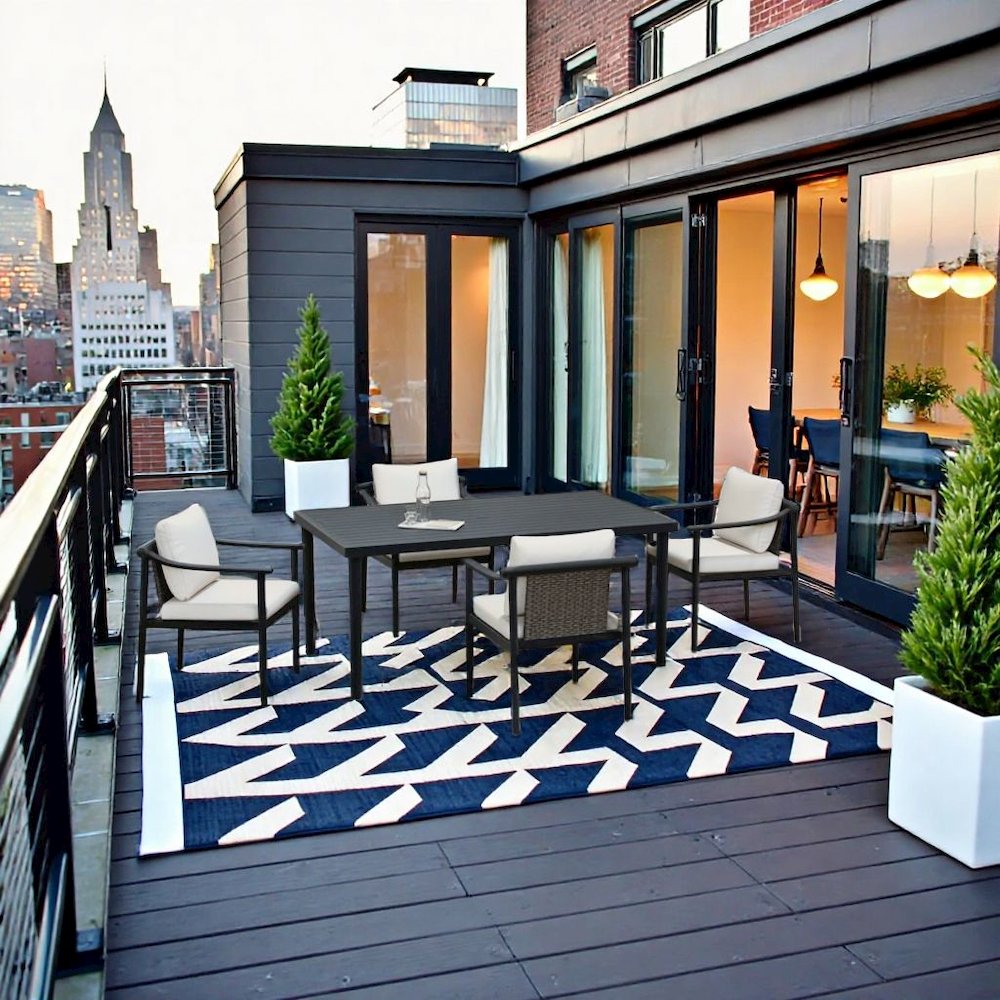 5 Piece Patio Furniture Set Aluminum Outdoor Table and Chairs. Picture 3