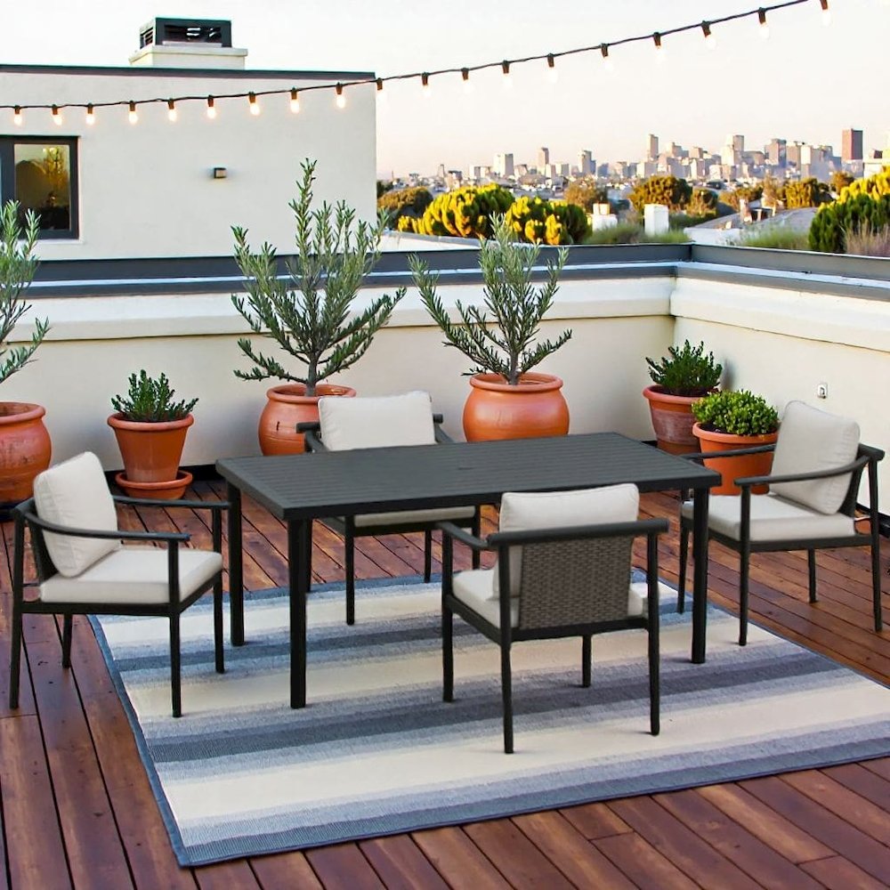 5 Piece Patio Furniture Set Aluminum Outdoor Table and Chairs. Picture 2