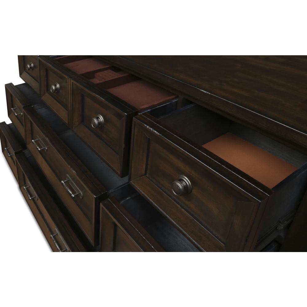 Furniture Sevilla Solid Wood 9-Drawer Dresser in Walnut. Picture 7