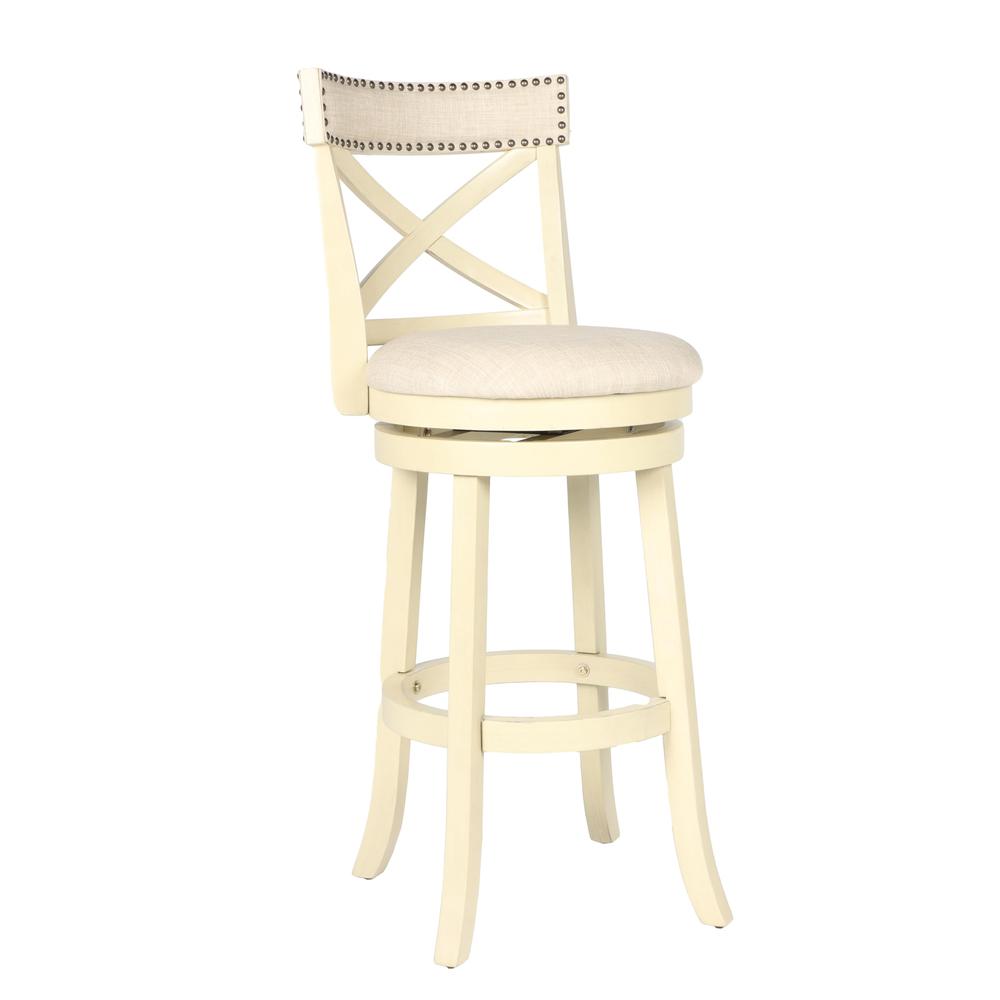York White Solid Wood Swivel Bar Stool (Set of 2). Picture 3