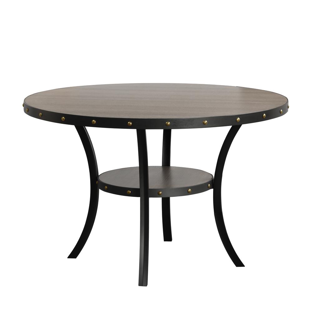 Furniture Crispin 48" Round Melamine Wood Dining Table in Gray. Picture 1