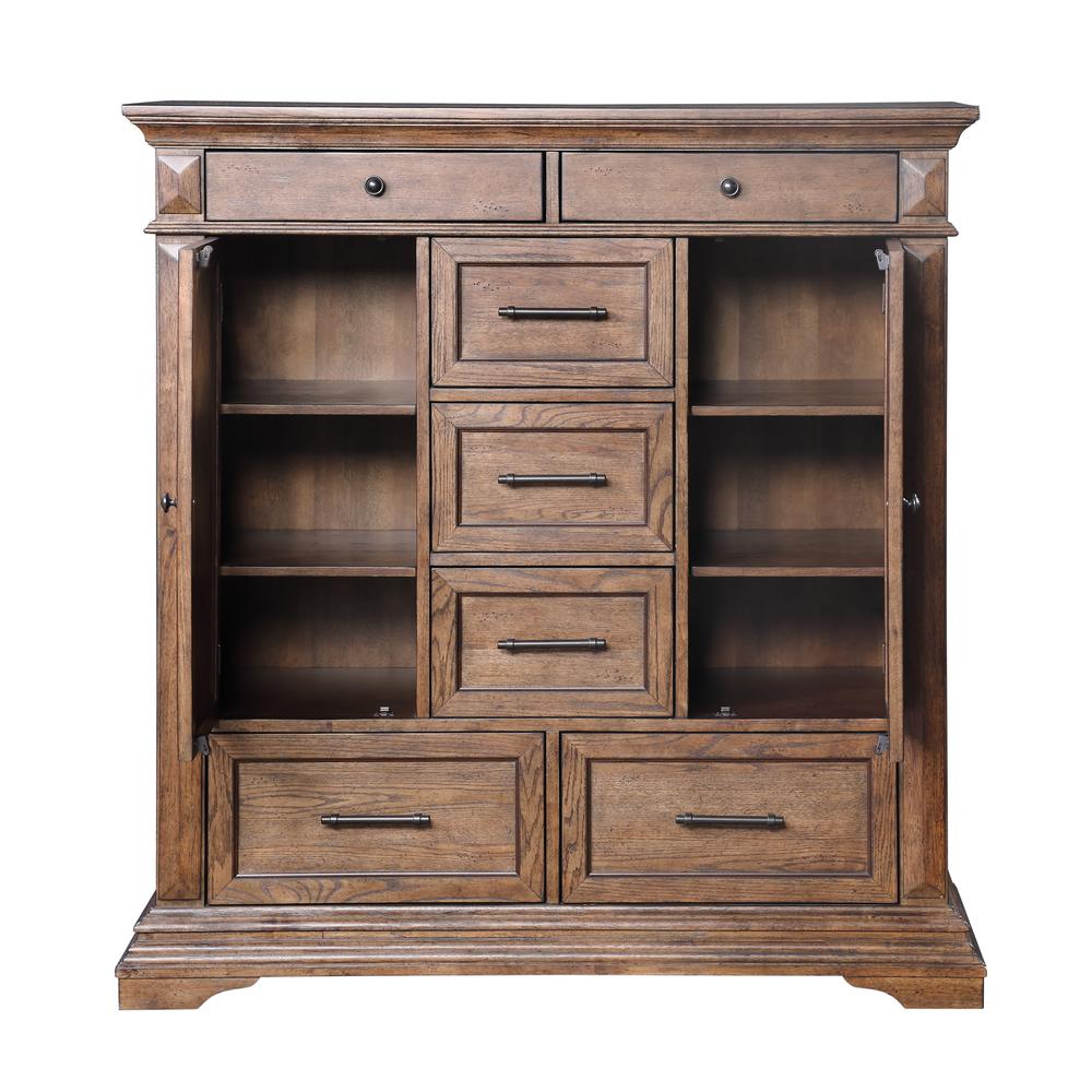 Furniture Mar Vista Solid Wood 6-Drawer Door Chest in Brushed Walnut. Picture 5
