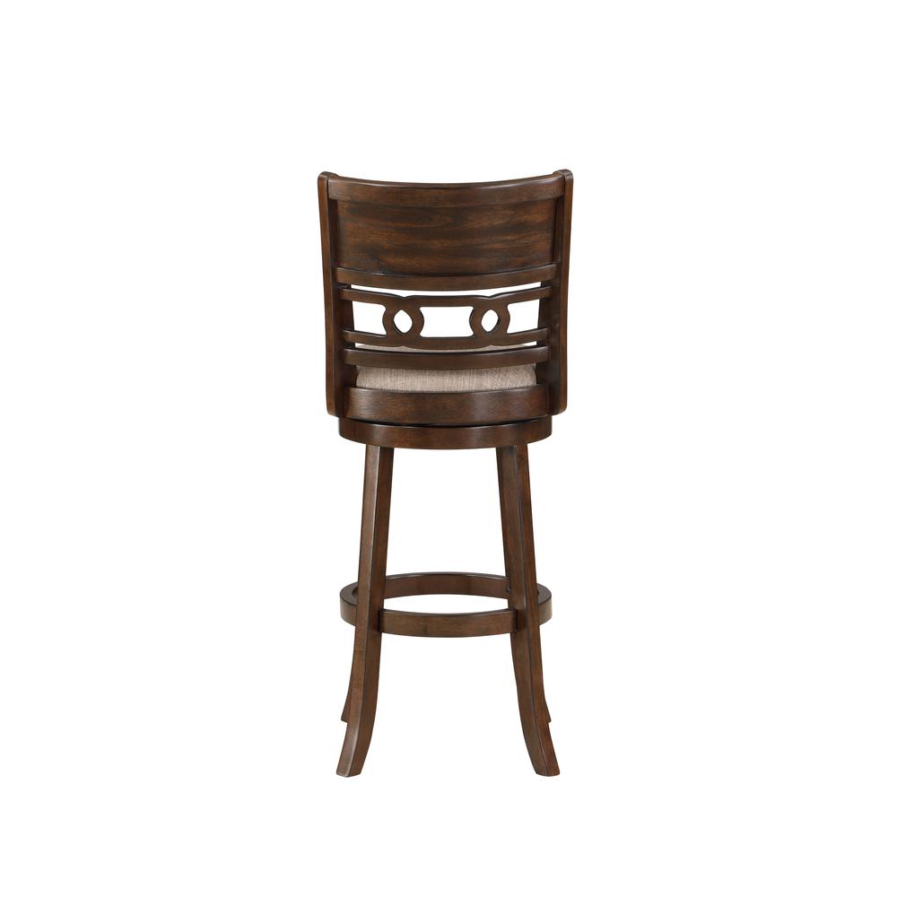 Gia 29" Solid Wood Swivel Bar Stool with Fabric Seat in Cherry. Picture 4