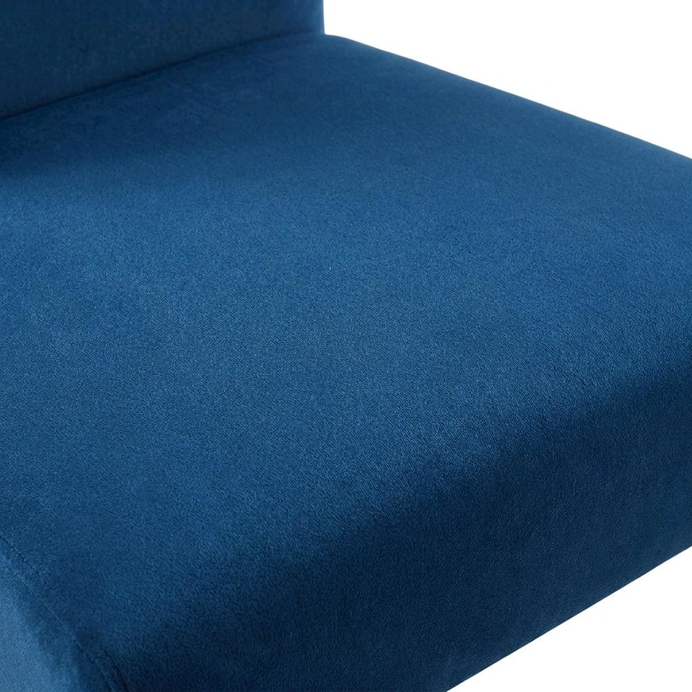 Velvet Upholstered Dining Chair with Wood Legs for Dining Room, Blue, Set of 2. Picture 7