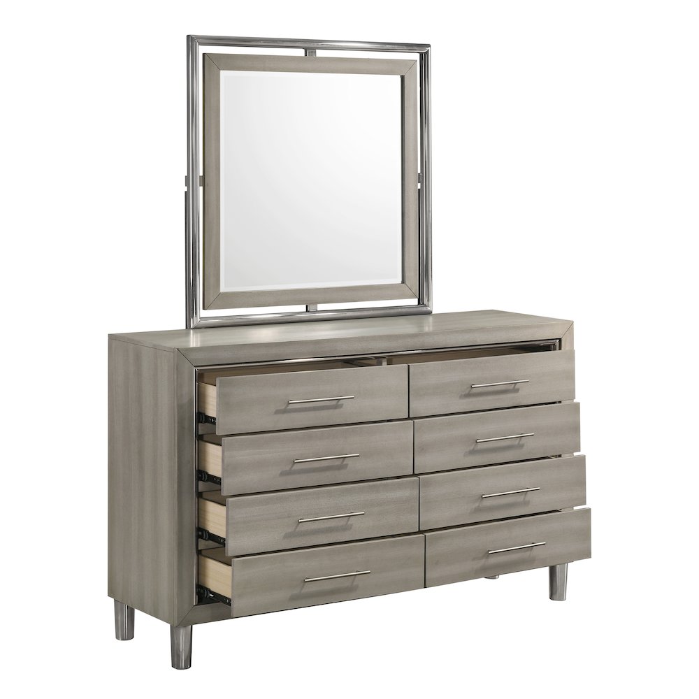 New Classic Furniture Lennox 4Pc Wood Cal King Bedroom Set w Nightstand in Gray. Picture 11
