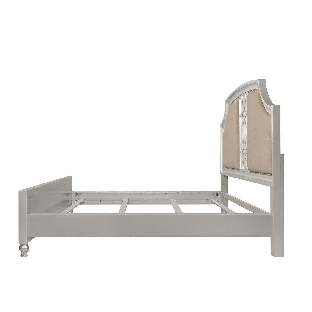 Reflections Wood Upholstered California King Bed, Silver. Picture 3