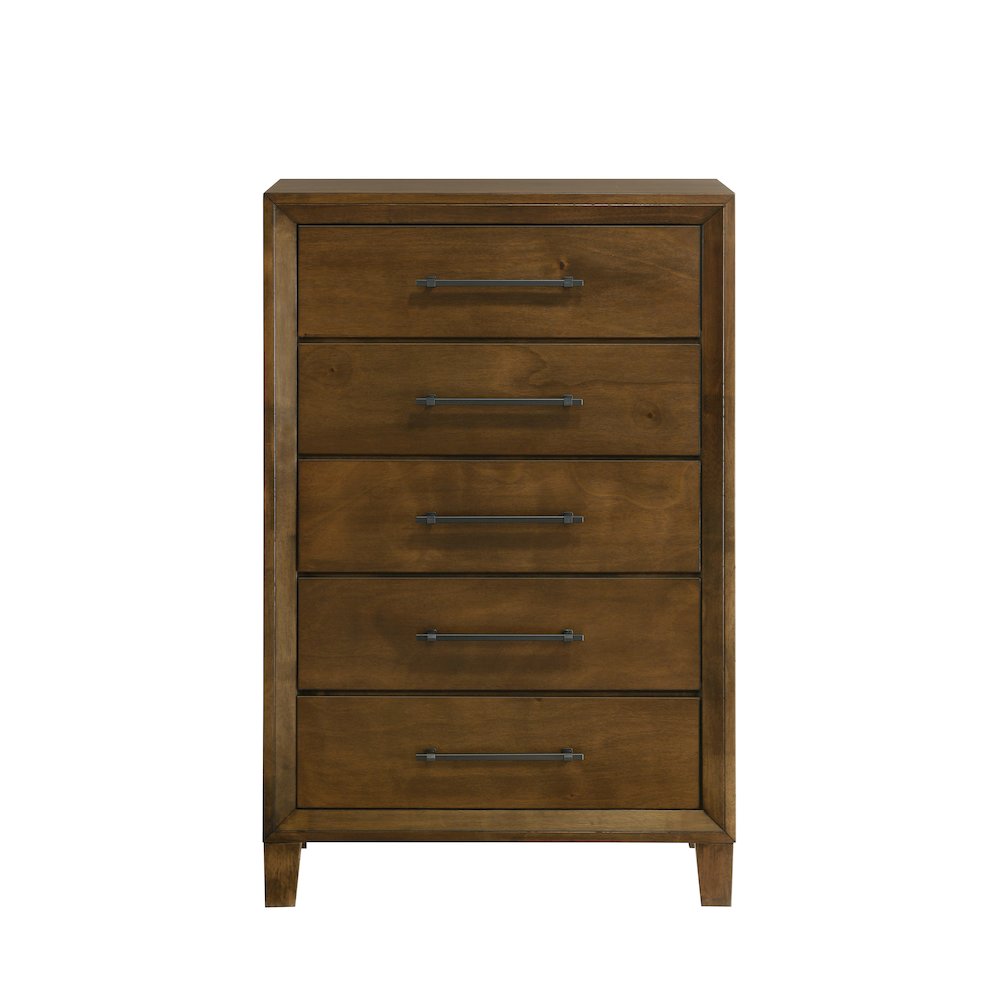 Ballard Wood 5-Drawer Chest in Walnut Brown. Picture 2