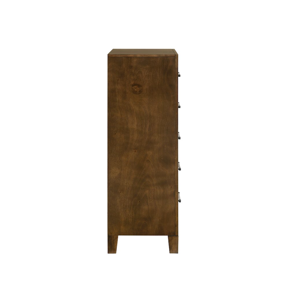 Ballard Wood 5-Drawer Chest in Walnut Brown. Picture 4