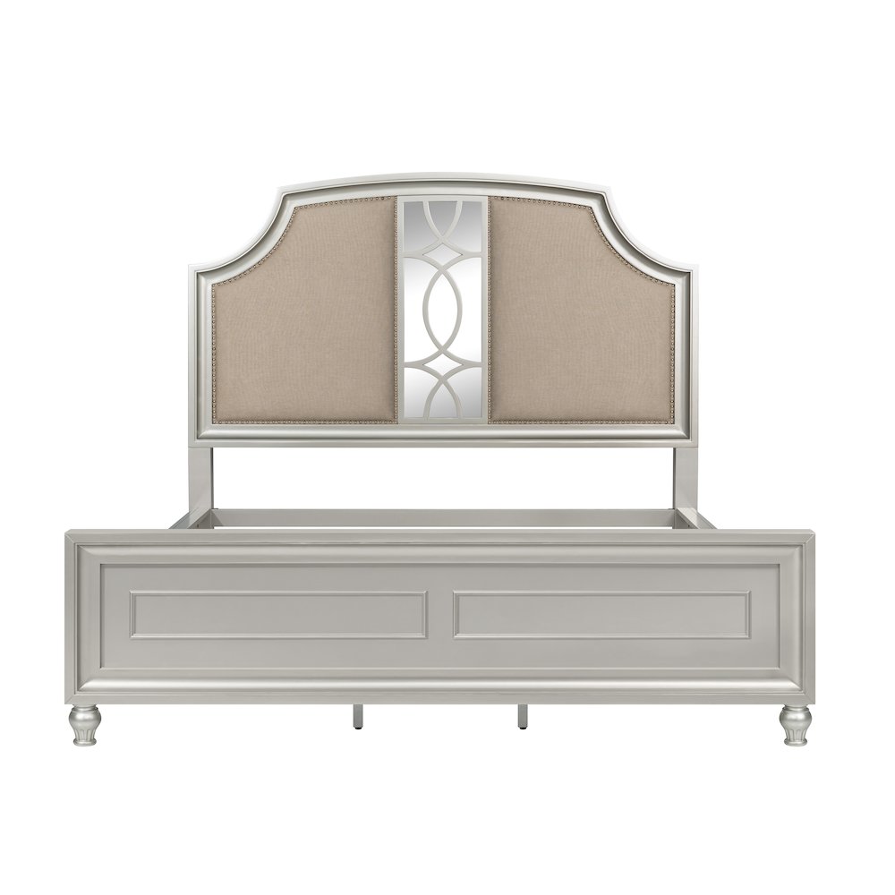 Reflections Wood Upholstered California King Bed, Silver. Picture 2