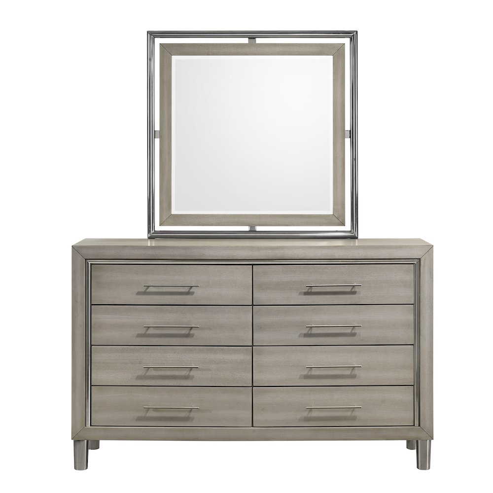 New Classic Furniture Lennox 4Pc Wood Cal King Bedroom Set w Nightstand in Gray. Picture 10