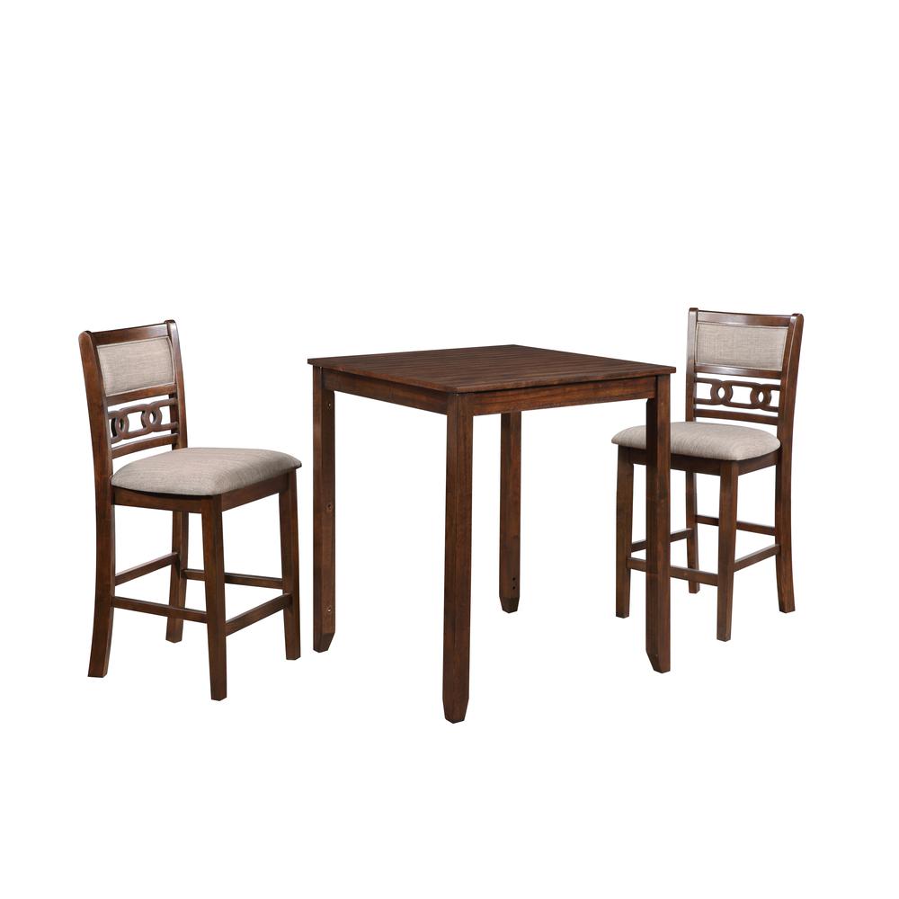 Furniture Gia Solid Wood Counter Table 2 Chairs in Cherry Brown. Picture 8