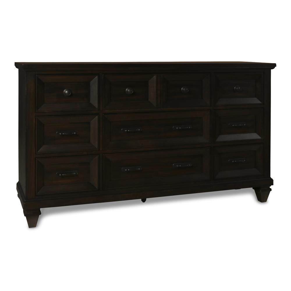 Furniture Sevilla Solid Wood 9-Drawer Dresser in Walnut. Picture 1