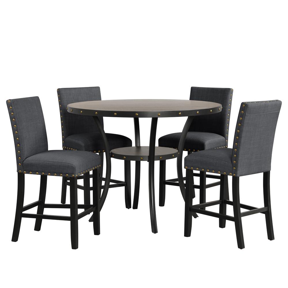 Furniture Crispin 48" Round Melamine Wood Counter Table in Gray. Picture 3