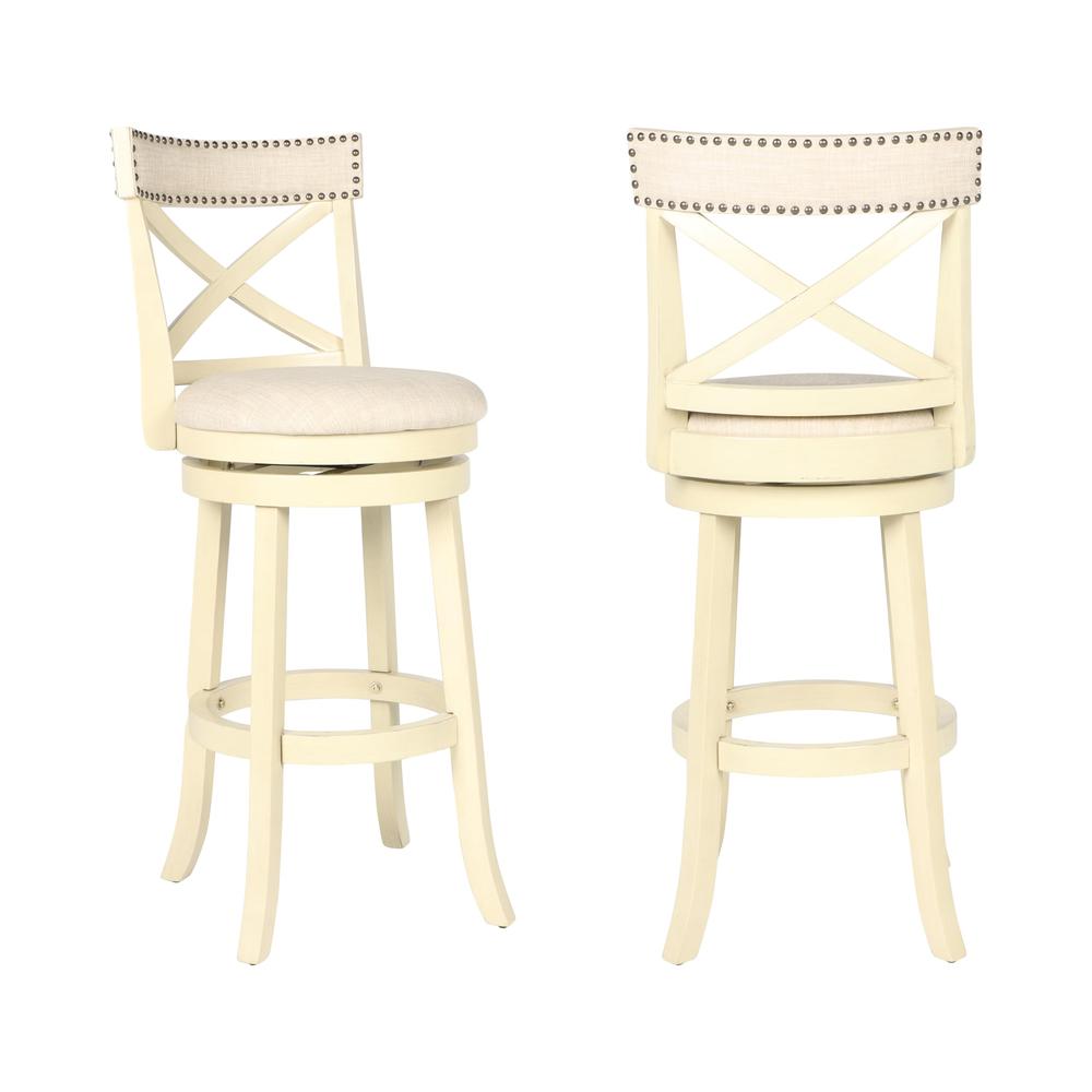 York White Solid Wood Swivel Bar Stool (Set of 2). Picture 1