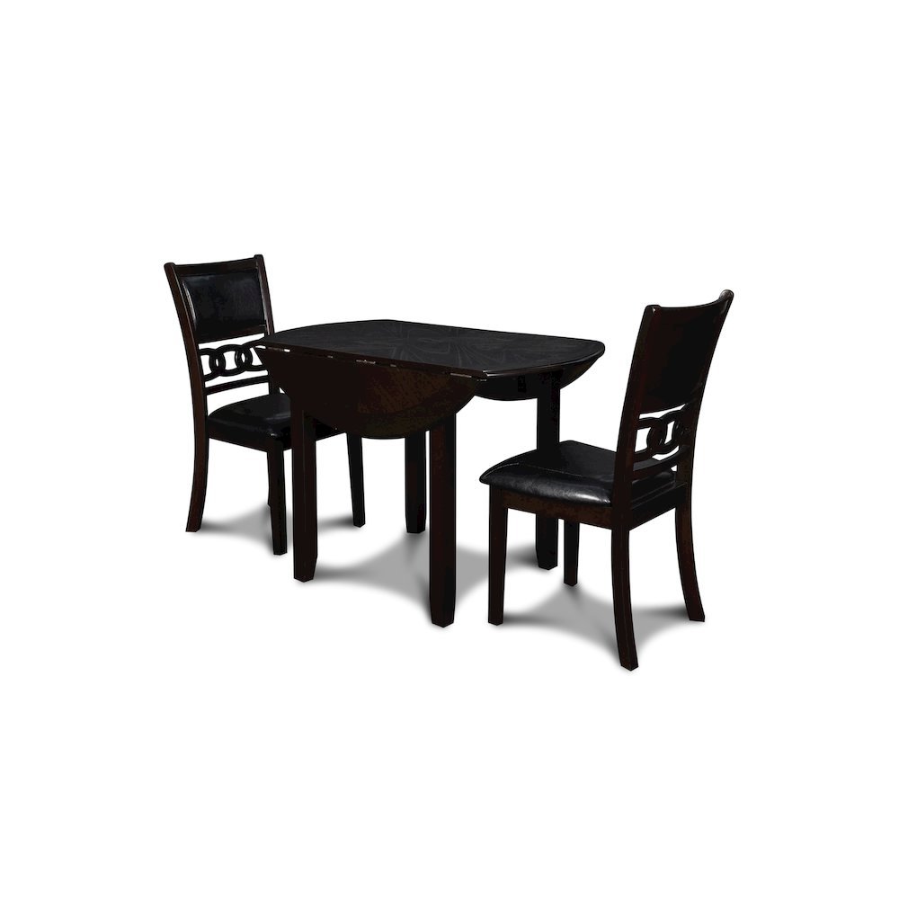 Brown Drop Leaf Table and Chairs Set, Compact Round Dining Table with 2 Chairs. Picture 4