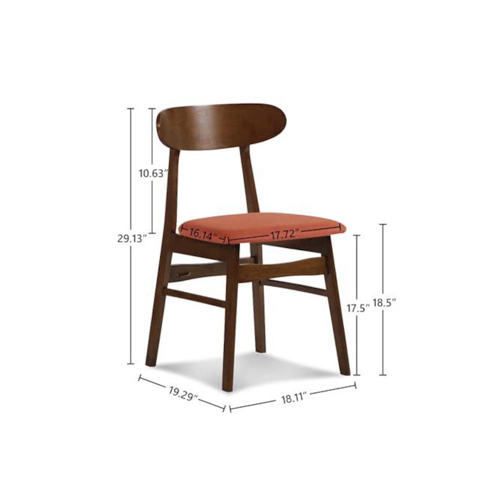 Morocco Orange Solid Wood Dining Chair (Set of 6). Picture 7
