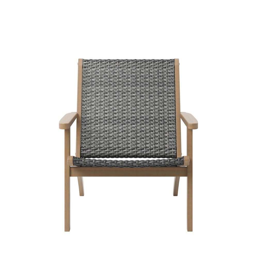 Gray Patio Table and Chairs Set of 3-Pieces, Wooden Outdoor Furniture Set. Picture 12