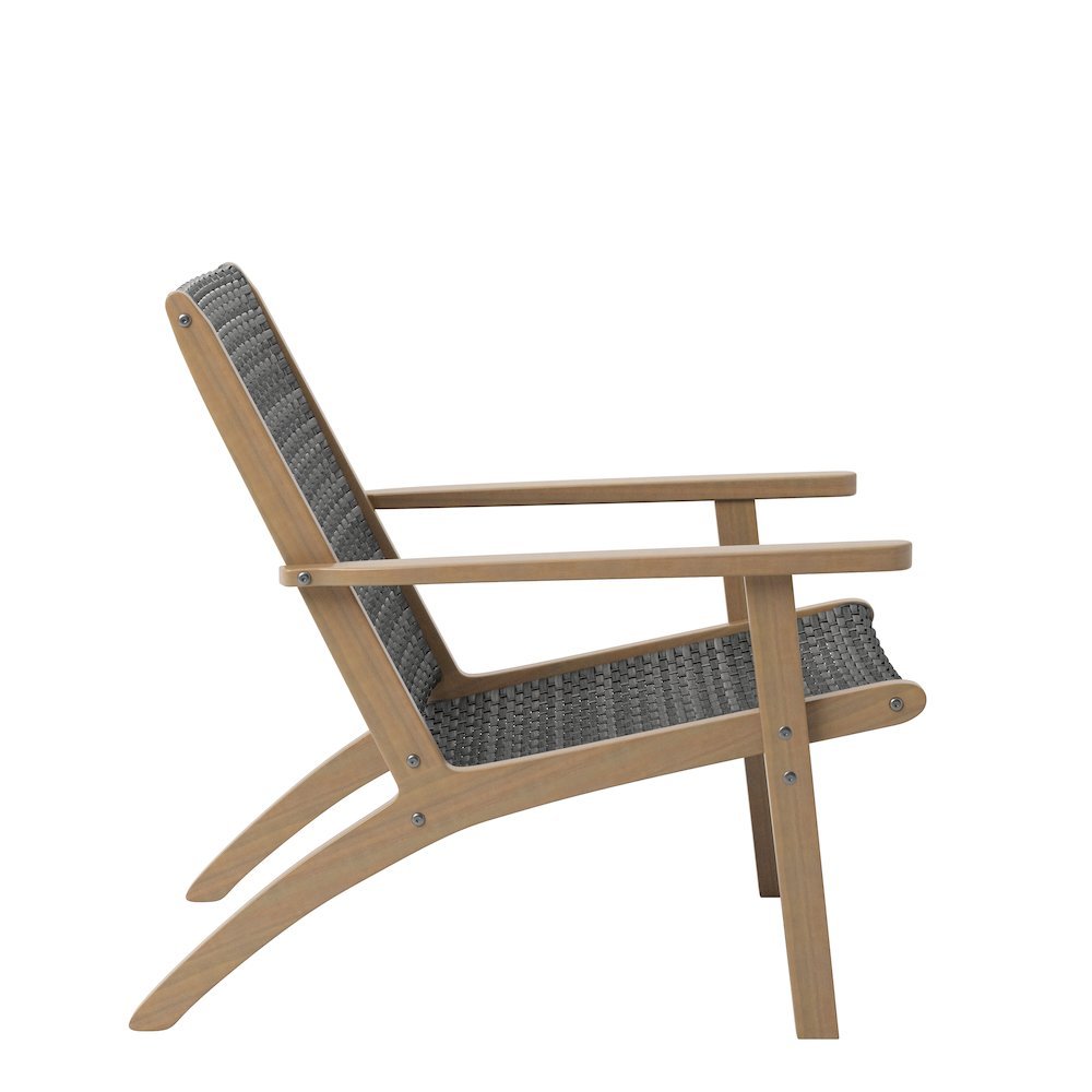 Gray Patio Table and Chairs Set of 3-Pieces, Wooden Outdoor Furniture Set. Picture 13