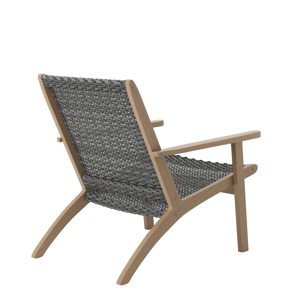 Gray Patio Table and Chairs Set of 3-Pieces, Wooden Outdoor Furniture Set. Picture 4