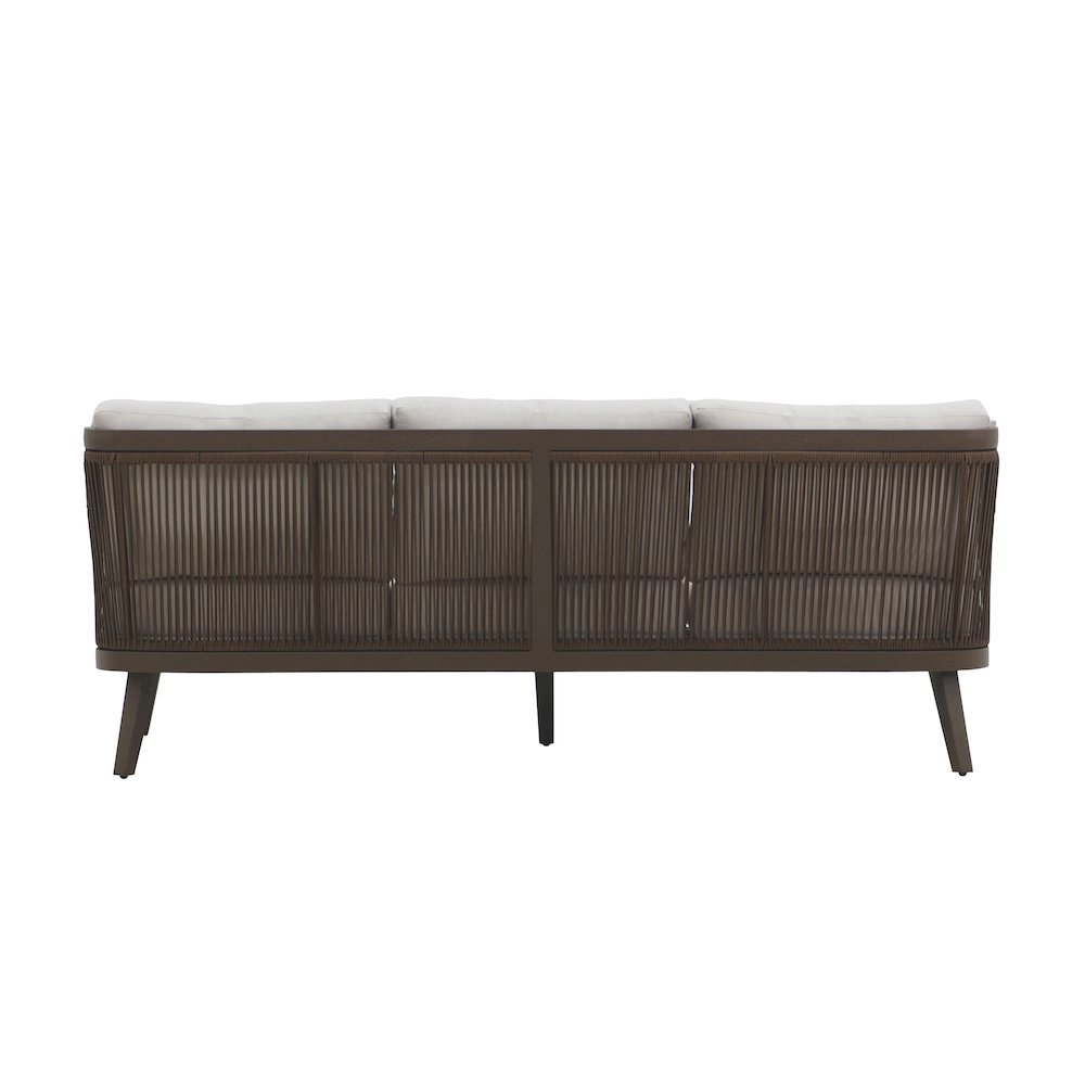 Brown Outdoor Sofa and Coffee Table Set with Ivory Cushions, Set of 2-pcs. Picture 4