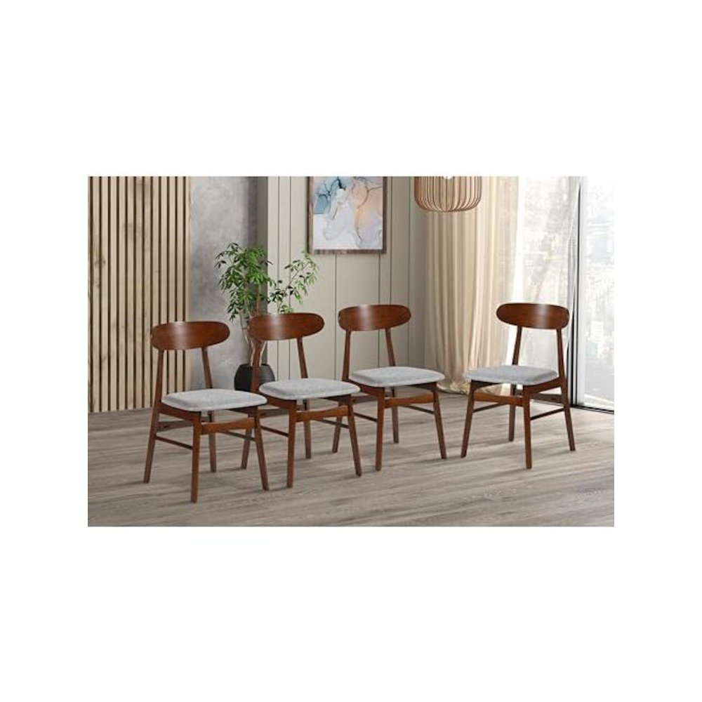 Morocco Light Gray Solid Wood Dining Chair (Set of 4). Picture 9