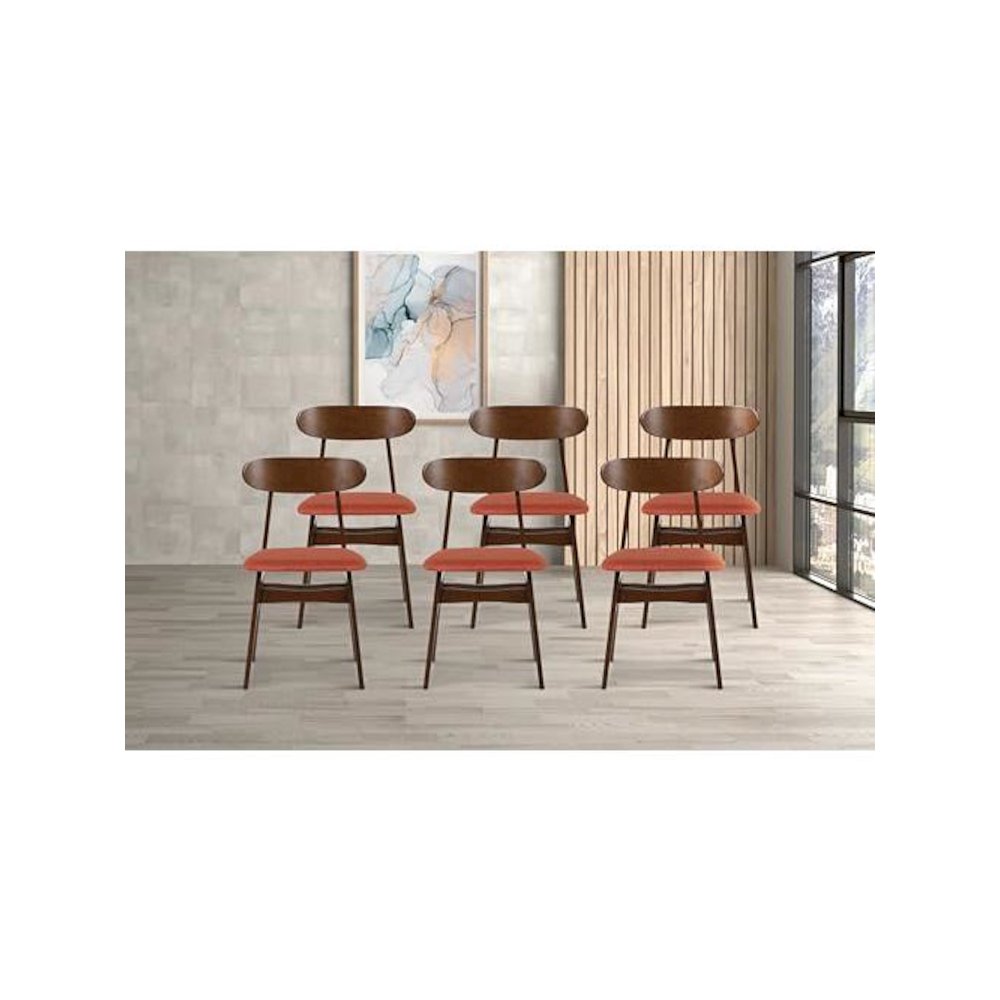 Morocco Orange Solid Wood Dining Chair (Set of 6). Picture 8