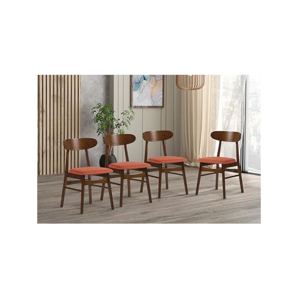 Morocco Orange Solid Wood Dining Chair (Set of 4). Picture 9