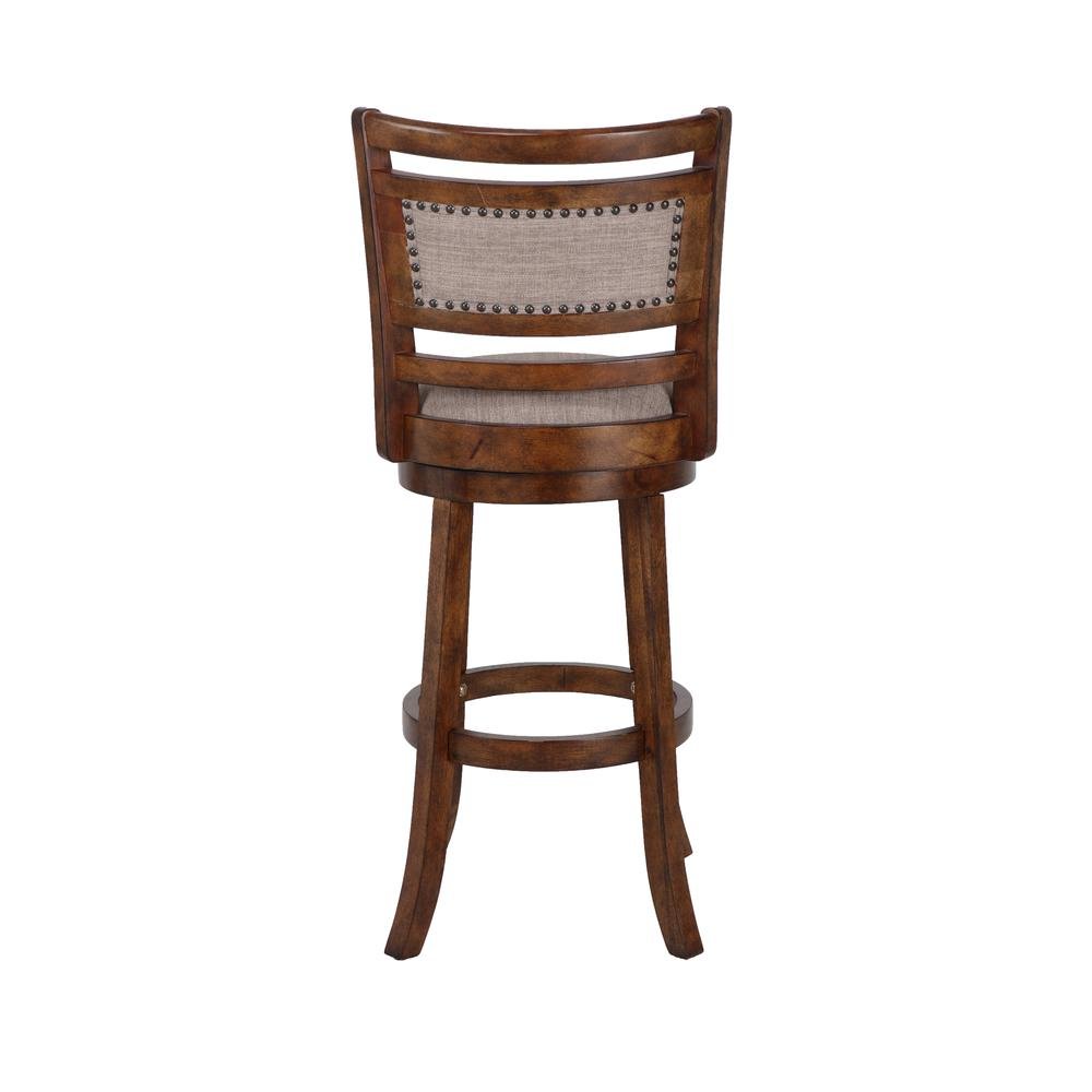 Rustic Farmhouse Dark Brown Swivel Wood Bar Stool With Comfortable Back. Picture 5