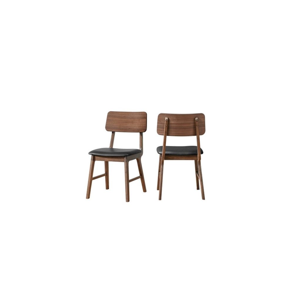 Thea 5-Piece Wood Rectangular Dining Table Set, Walnut. Picture 14